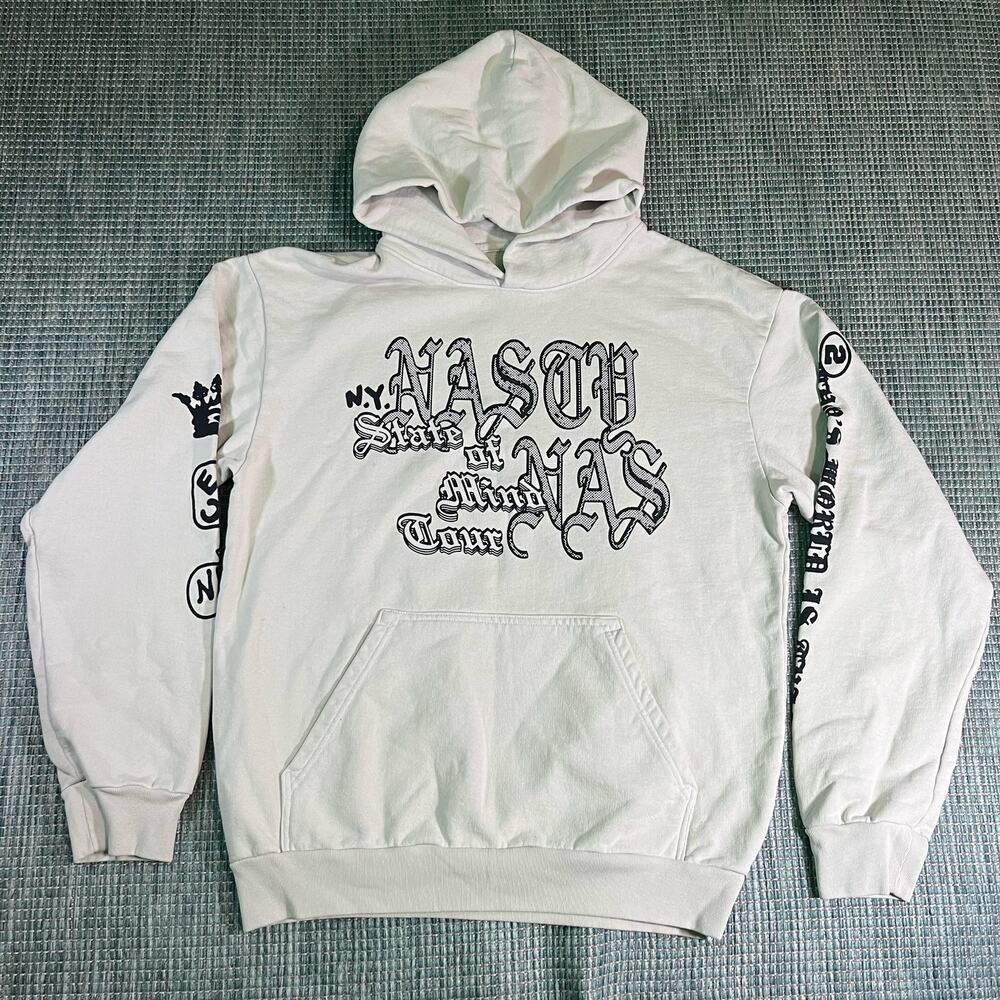 NAS State of Mind Tour New York Pullover hoodie Cream Men’s Sz‎ L New